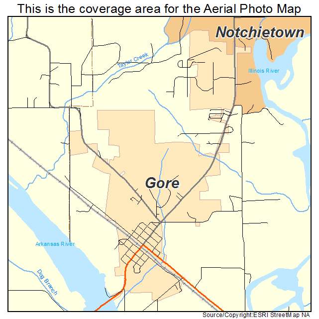 Gore, OK location map 