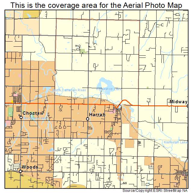 Harrah, OK location map 