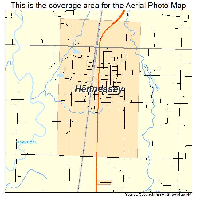 Hennessey, OK location map 