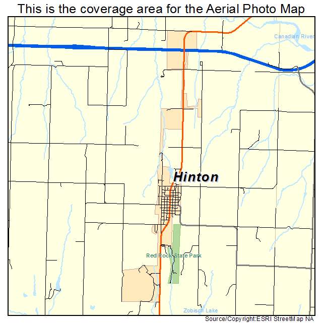 Hinton, OK location map 