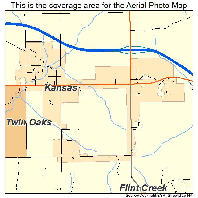 Kansas, OK location map 