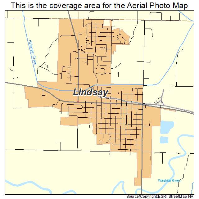 Lindsay, OK location map 