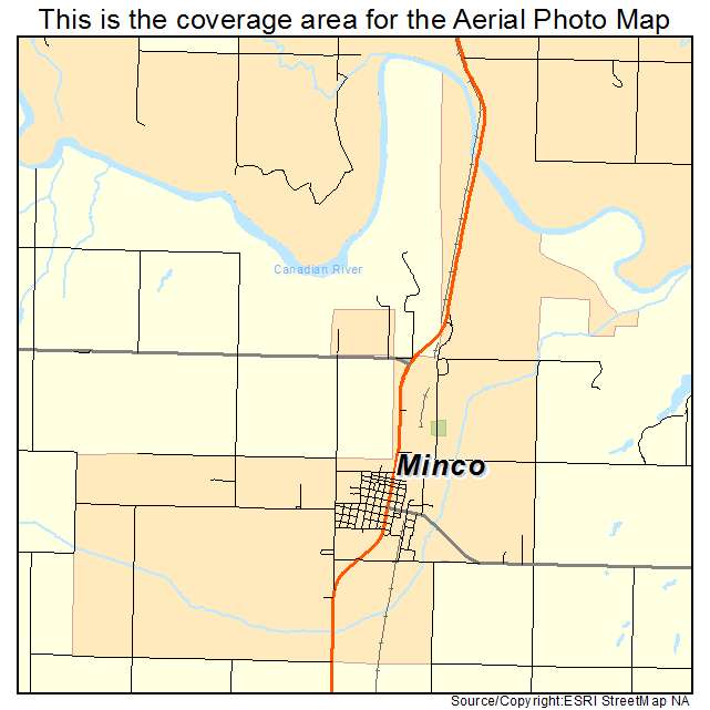 Minco, OK location map 