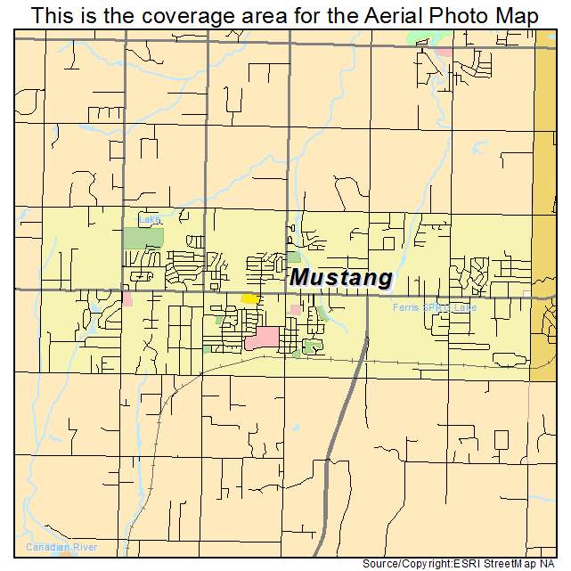 Mustang, OK location map 