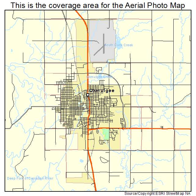 Okmulgee, OK location map 