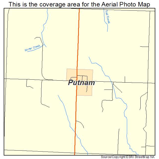 Putnam, OK location map 
