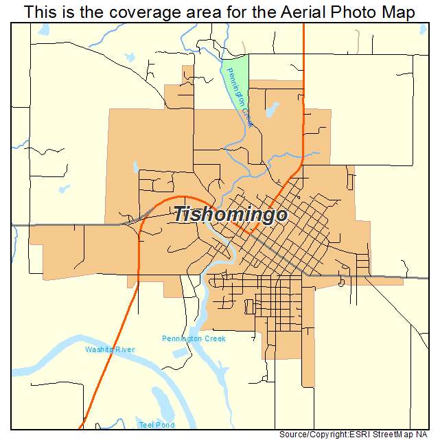 Tishomingo, OK location map 