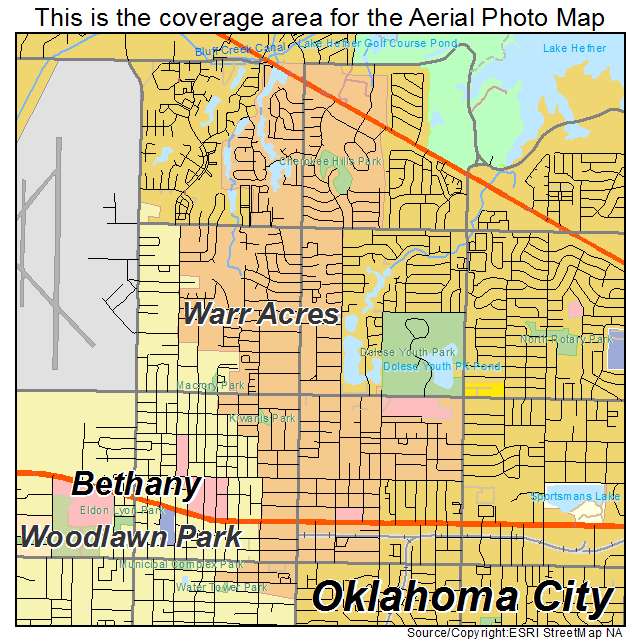 Warr Acres, OK location map 