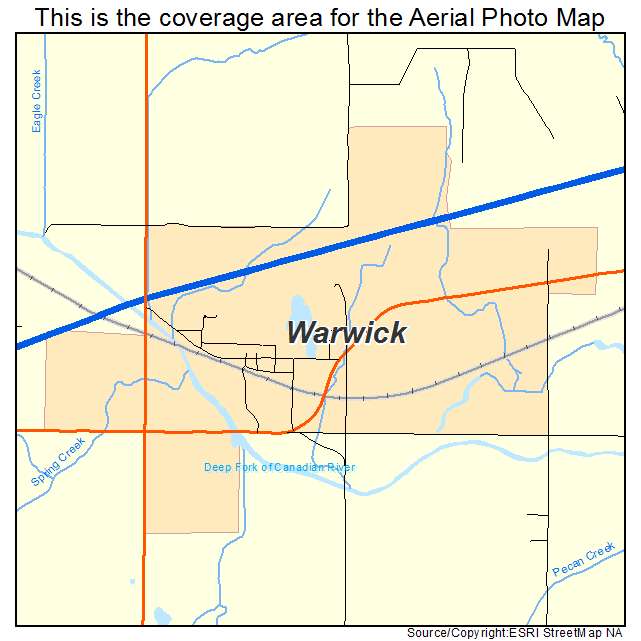 Warwick, OK location map 