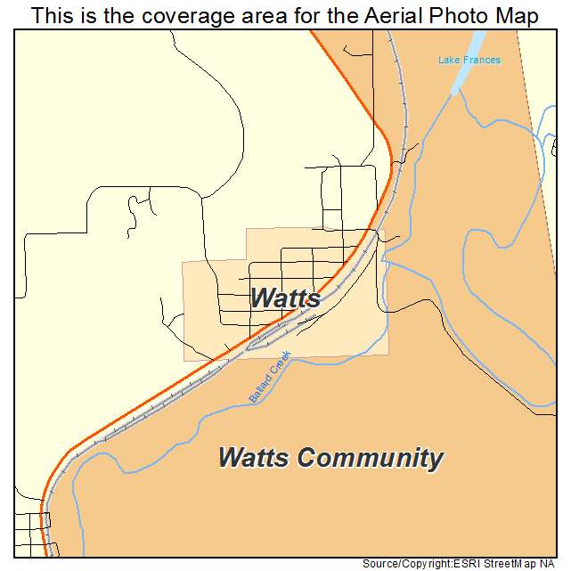 Watts, OK location map 