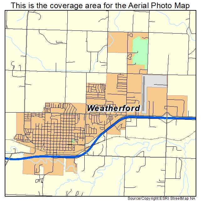 Weatherford, OK location map 