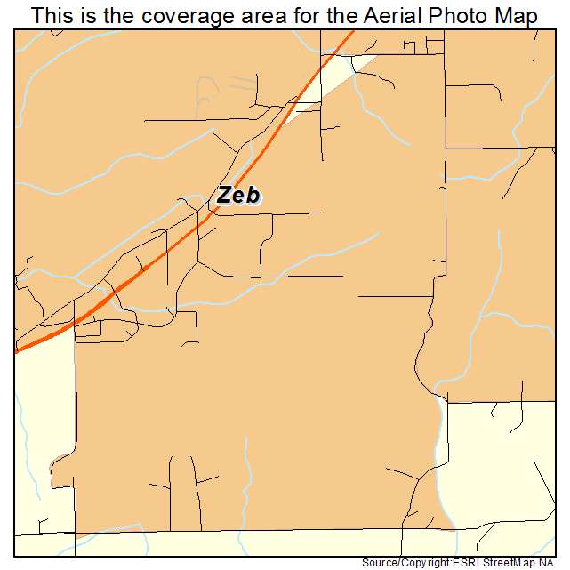 Zeb, OK location map 