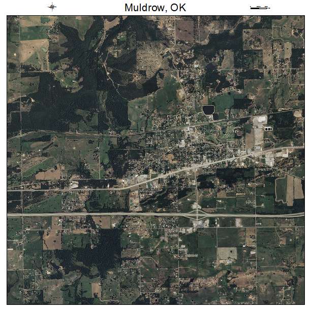 Muldrow, OK air photo map