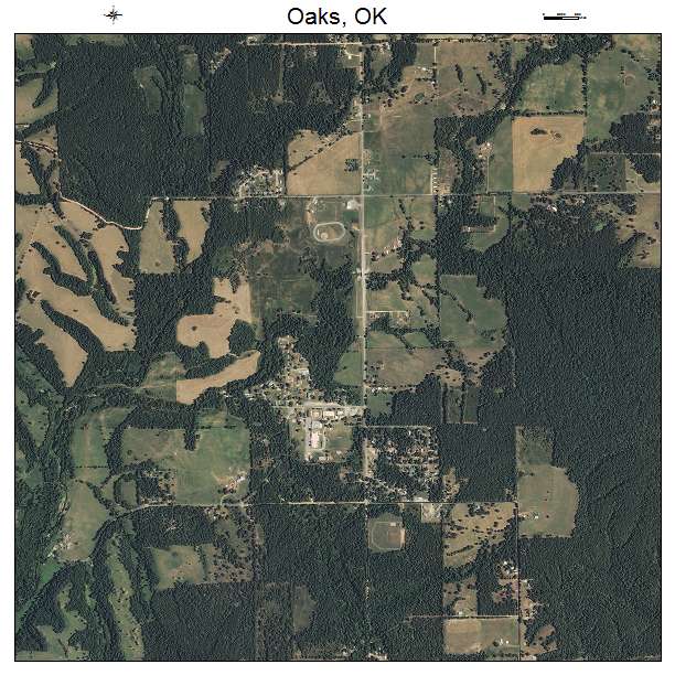 Oaks, OK air photo map