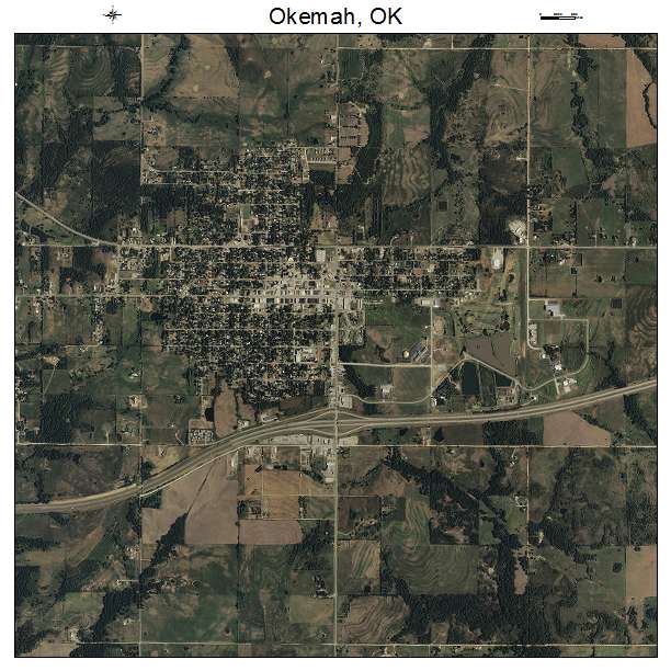 Okemah, OK air photo map