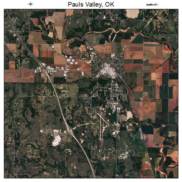 Pauls Valley, OK air photo map