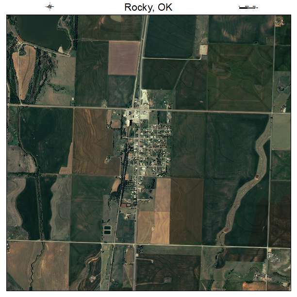 Rocky, OK air photo map