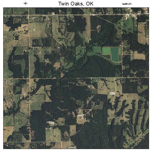 Twin Oaks, OK air photo map