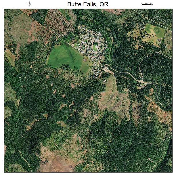 Butte Falls, OR air photo map