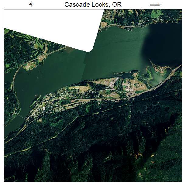 Cascade Locks, OR air photo map