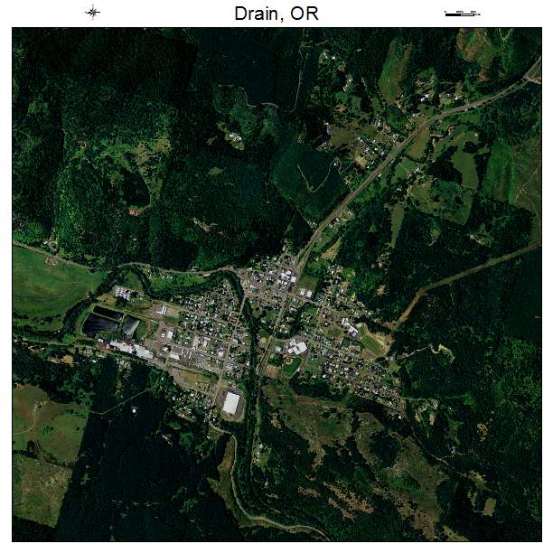 Drain, OR air photo map