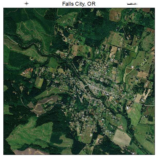 Falls City, OR air photo map