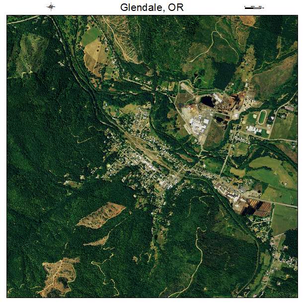 Glendale, OR air photo map