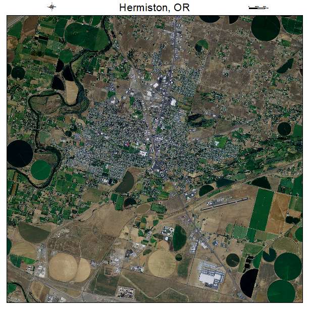 Hermiston, OR air photo map