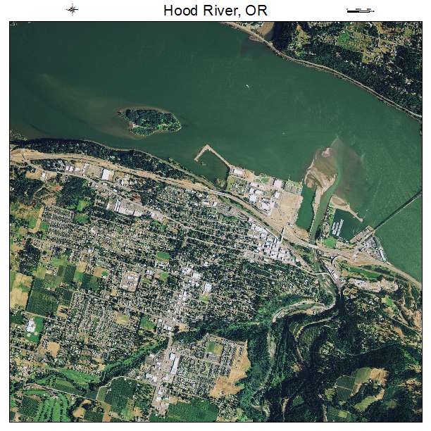 Aerial Photography Map of Hood River, OR Oregon