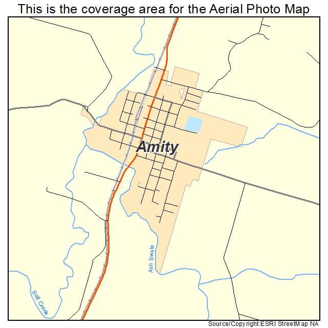 Amity, OR location map 