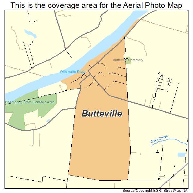 Butteville, OR location map 