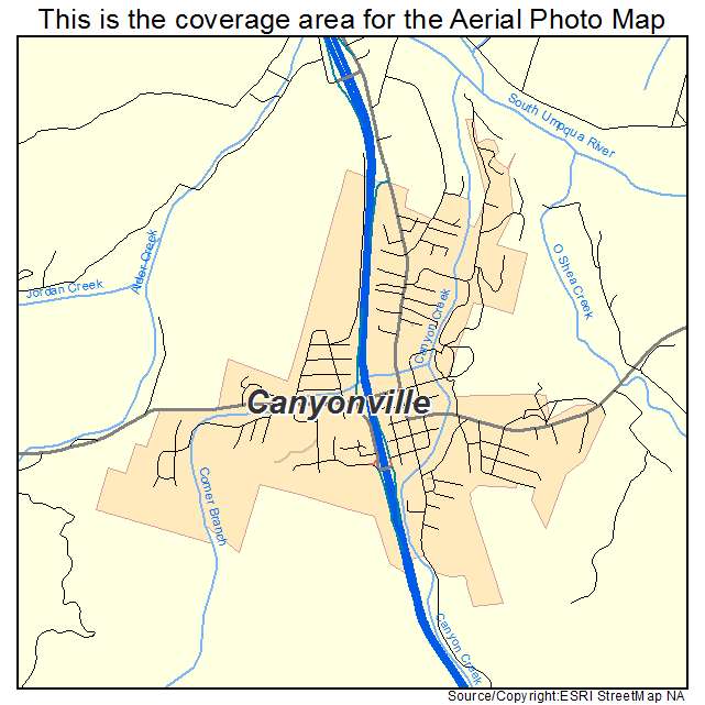 Canyonville, OR location map 