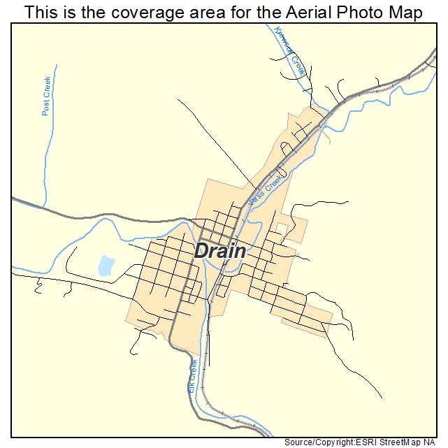 Drain, OR location map 