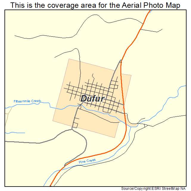 Dufur, OR location map 