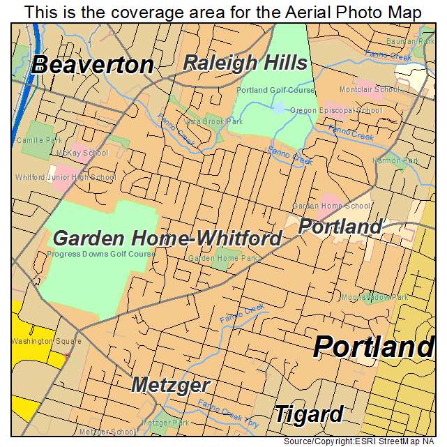 Garden Home Whitford, OR location map 