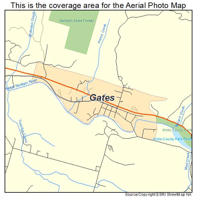 Gates, OR location map 