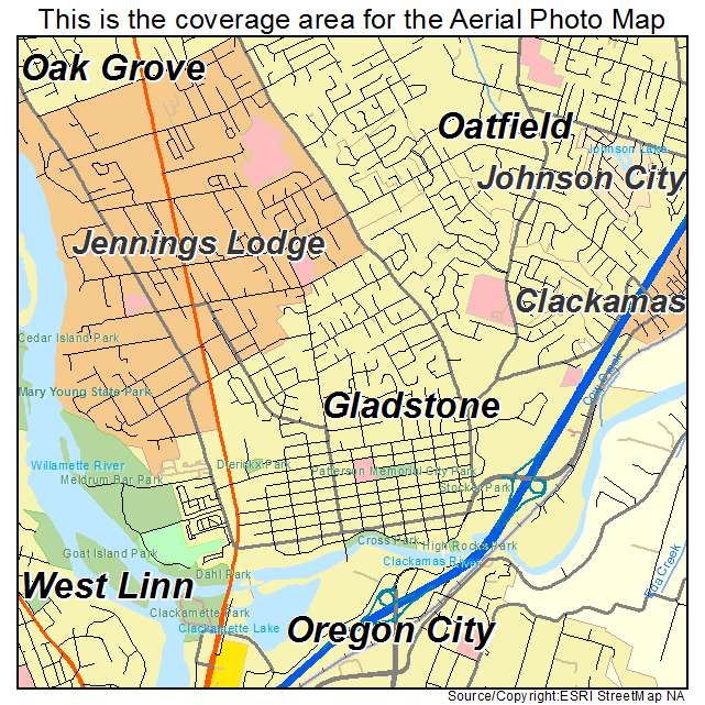Gladstone, OR location map 