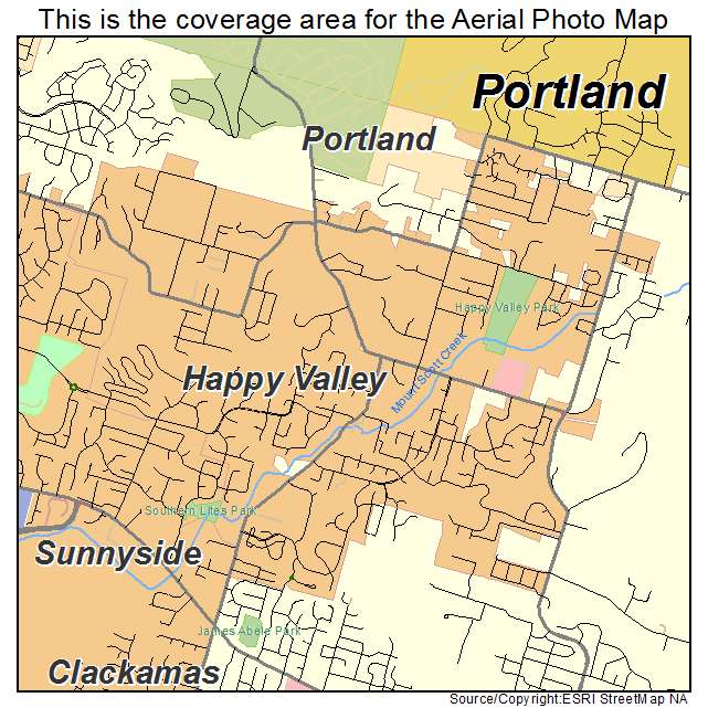 Aerial Photography Map Of Happy Valley Or Oregon
