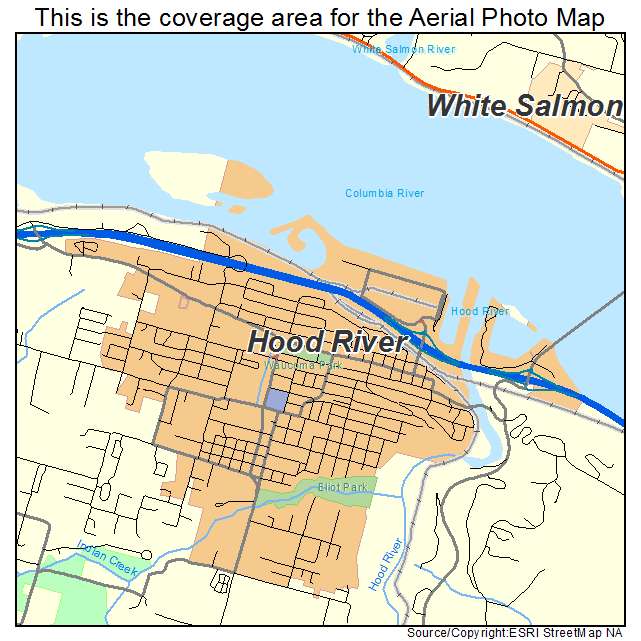 Aerial Photography Map of Hood River, OR Oregon