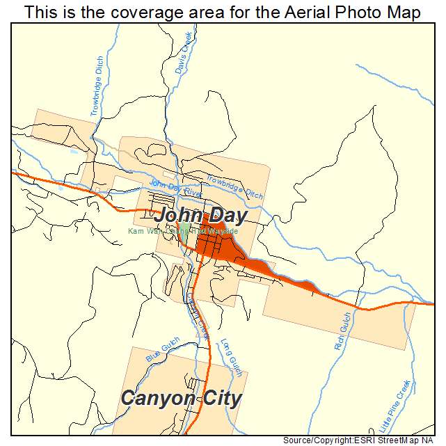 John Day, OR location map 