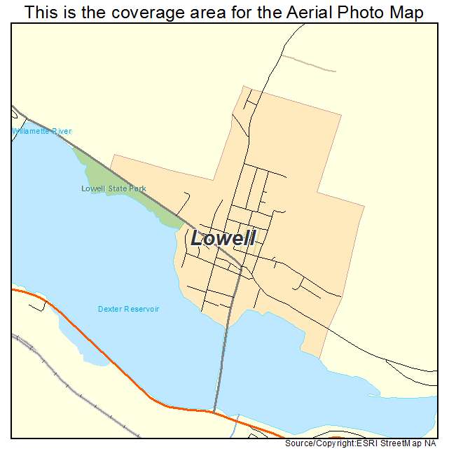 Lowell, OR location map 