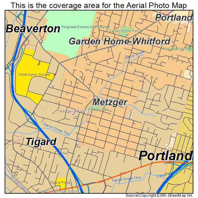 Metzger, OR location map 