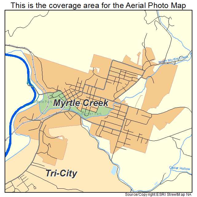 Aerial Photography Map Of Myrtle Creek Or Oregon