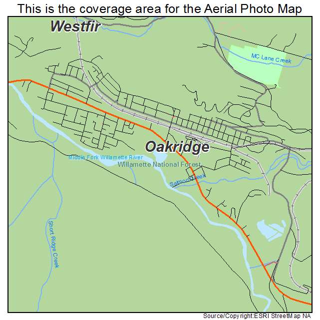 Oakridge, OR location map 