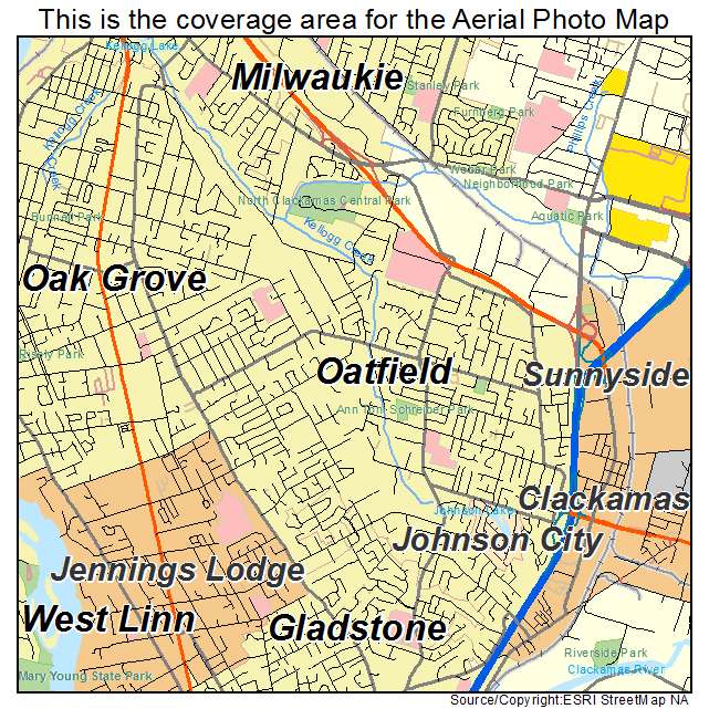 Oatfield, OR location map 