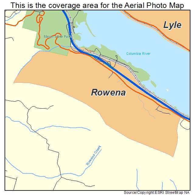 Rowena, OR location map 
