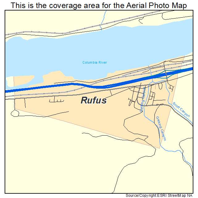 Rufus, OR location map 