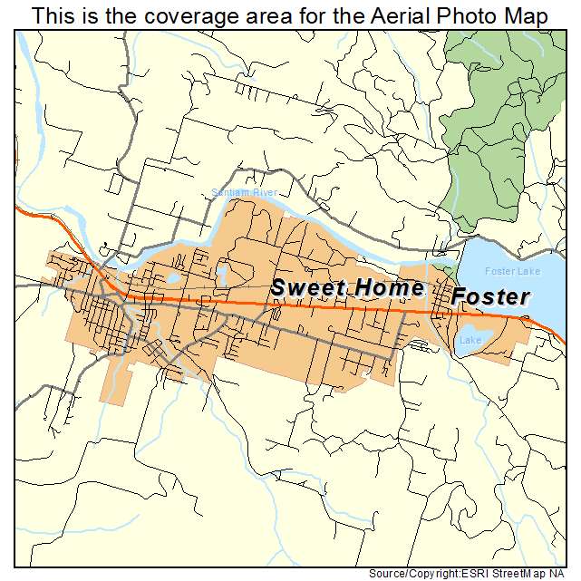Aerial Photography Map Of Sweet Home Or Oregon
