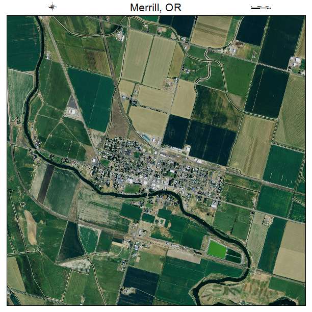 Merrill, OR air photo map