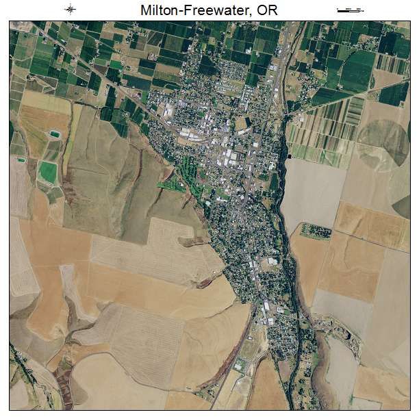 Milton Freewater, OR air photo map